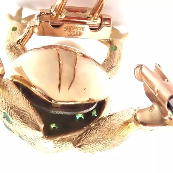 Vintage! Tiffany & Co. France 20k Yellow Gold Ruby Emerald Frog Pin Brooch - Picture 7 of 11